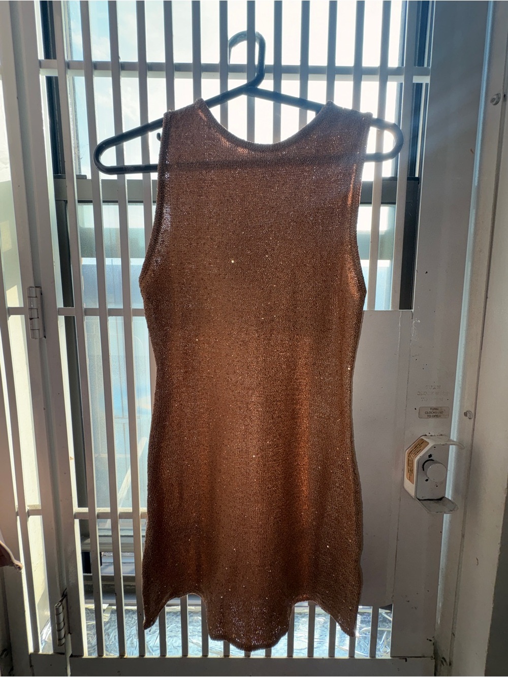 Peppermayo Champagne High Neck Sleeveless Shimmer Mini Dress